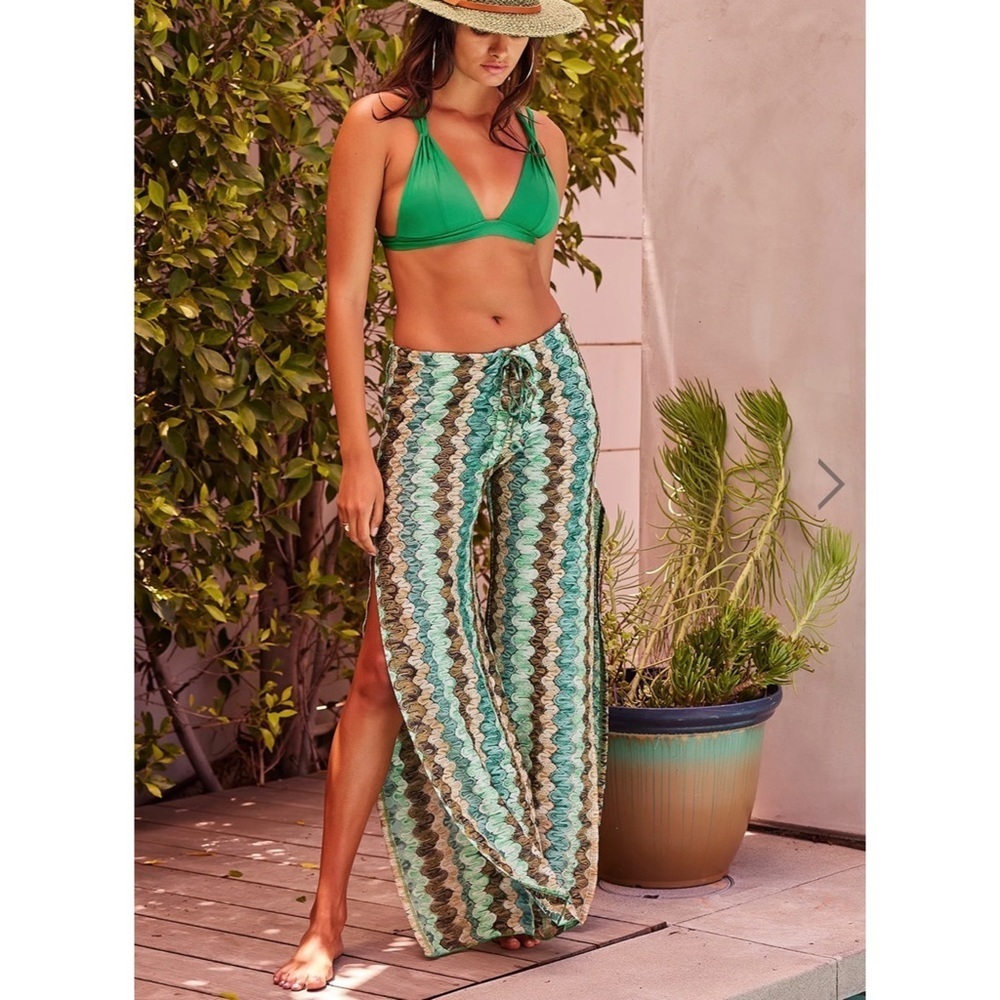 BECCA crochet slit beach coverup pants.